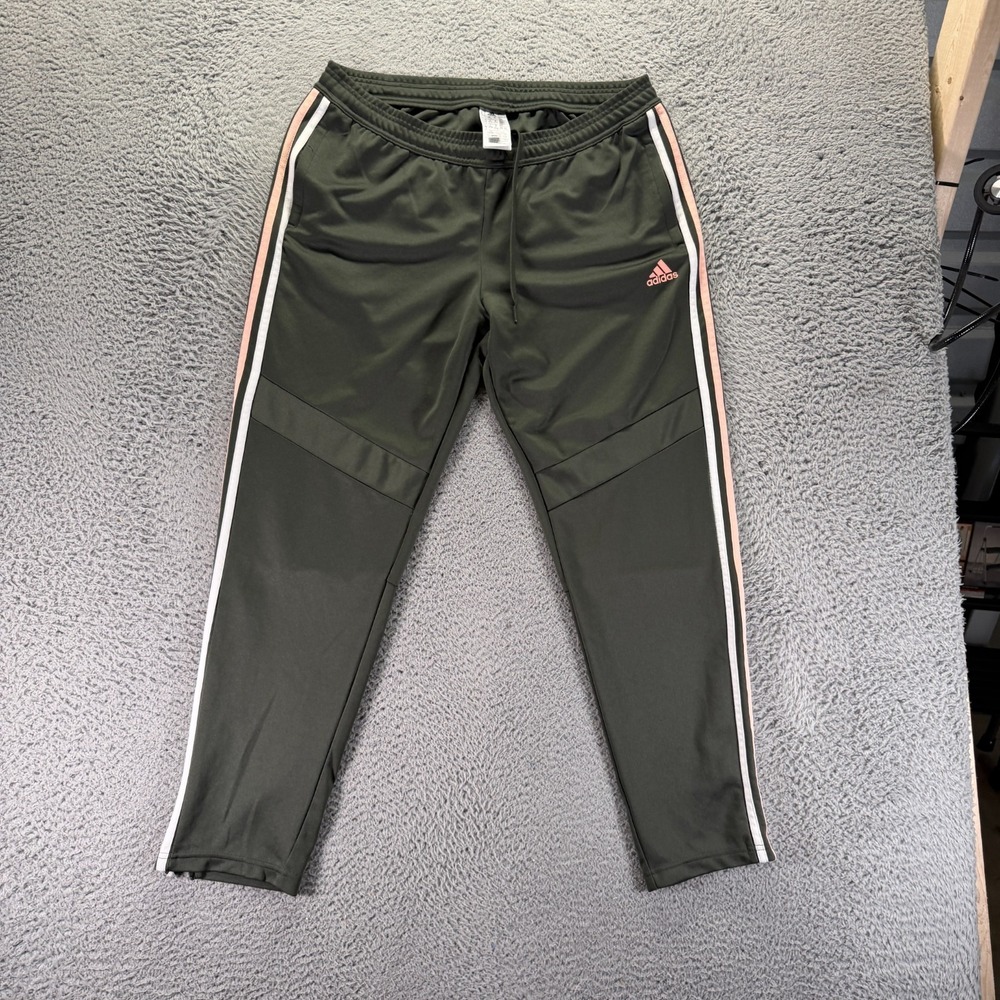 Adidas Climacool Pant Women 34x30 Green Polyester Track Tapered 3-Stripes Sports